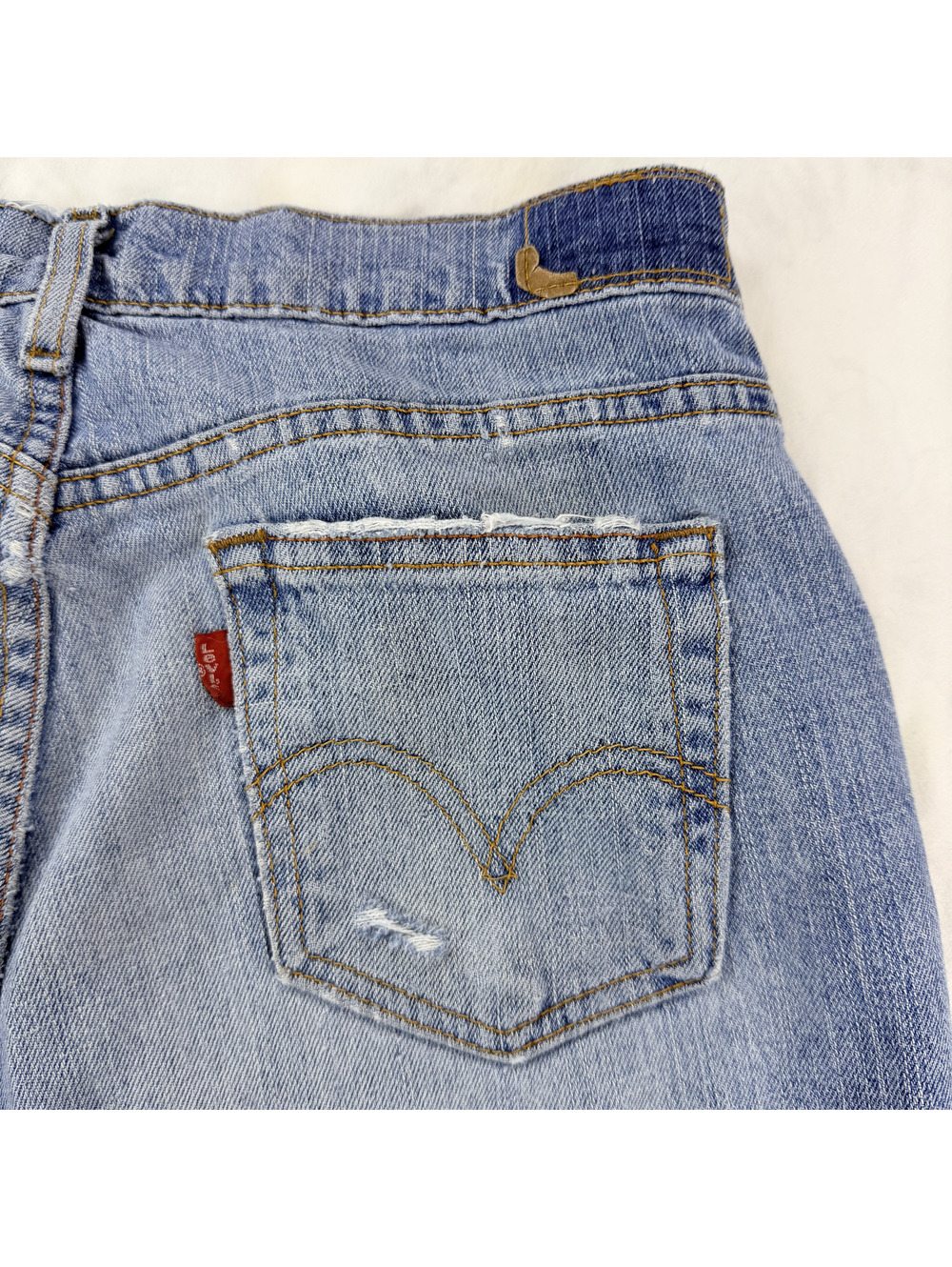 Levi's 505 Women's Jeans Size 6 M Distressed Straight Leg Y2K Faded Blue Denim - Picture 10 of 15